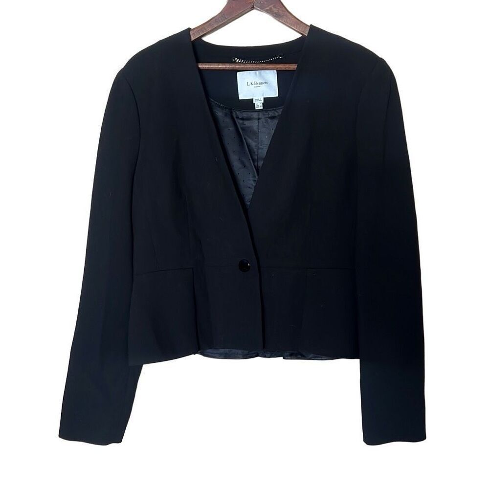 LK Bennett Black V-Neck Single-Button Jacket